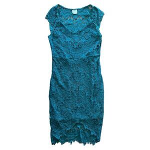 intimately Free People Teal Lace Peekaboo Slip Dress M